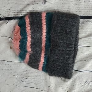 Topshop Cuffed Fuzzy Striped Women's Beanie NWOT